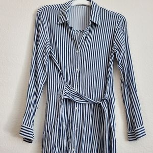 Long sleeve striped dress.